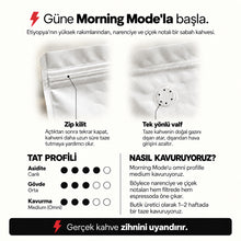 Görseli Galeri görüntüleyiciye yükleyin, Morning Mode bilgi kartı: zip kilit, tek yönlü valf, tat profili ve omni medium kavurma bilgisi
